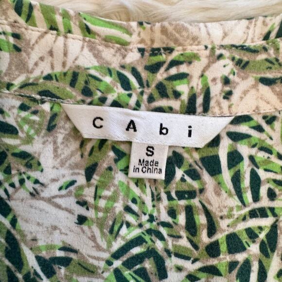 CAbi Tropical Leaf Print 3/4 Sleeve Faux Wrap Dress Small Style 280 - Picture 5 of 12